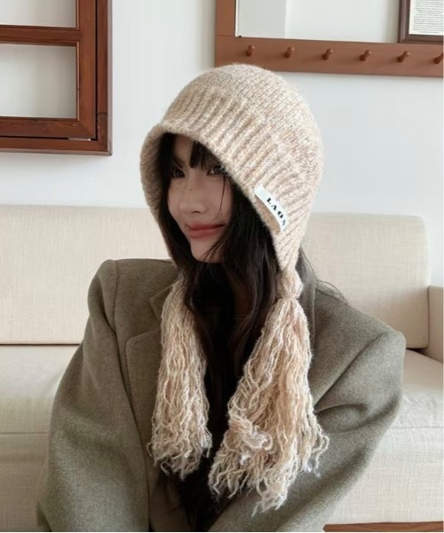 Burner（バーナー）の「【CHI SELECT】ロングタッセル付きニットキャップ　chi-bosi-22-21（ニットキャップ/ビーニー・レディース・グレー/ブラック/ベージュ/レッド系その他/パープル系その他2/パープル系その他・FREE）」の8枚目の写真