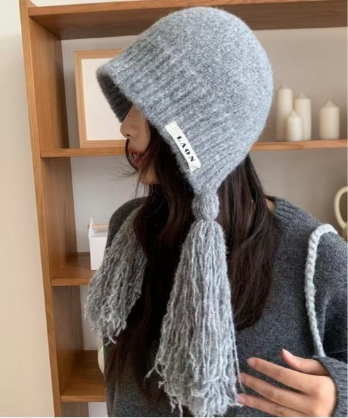 Burner（バーナー）の「【CHI SELECT】ロングタッセル付きニットキャップ　chi-bosi-22-21（ニットキャップ/ビーニー・レディース・グレー/ブラック/ベージュ/レッド系その他/パープル系その他2/パープル系その他・FREE）」の7枚目の写真