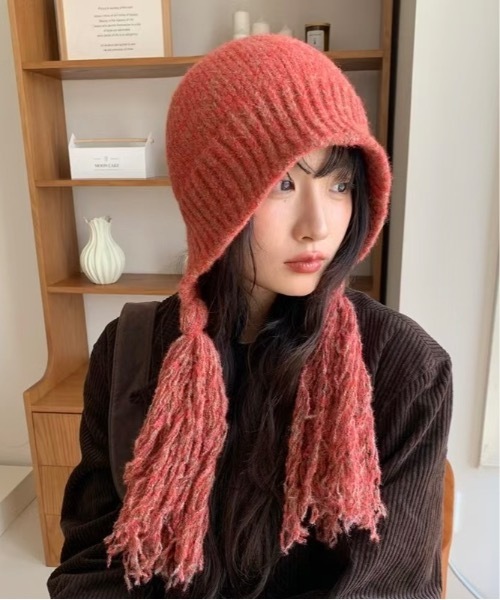 Burner（バーナー）の「【CHI SELECT】ロングタッセル付きニットキャップ　chi-bosi-22-21（ニットキャップ/ビーニー・レディース・グレー/ブラック/ベージュ/レッド系その他/パープル系その他2/パープル系その他・FREE）」の9枚目の写真