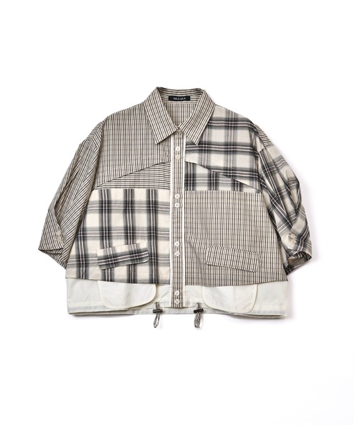 AULA AILA(アウラアイラ)の「【セットアップ着用可】チェックコンビネーションショートシャツ(シャツ/ブラウス・レディース・オフホワイト/ブラック/ライトブルー・0)」の15枚目の写真