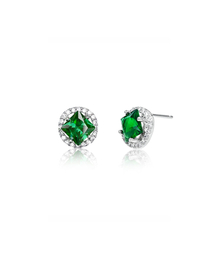 Flynn Square Cut Cubic Earrings - Green