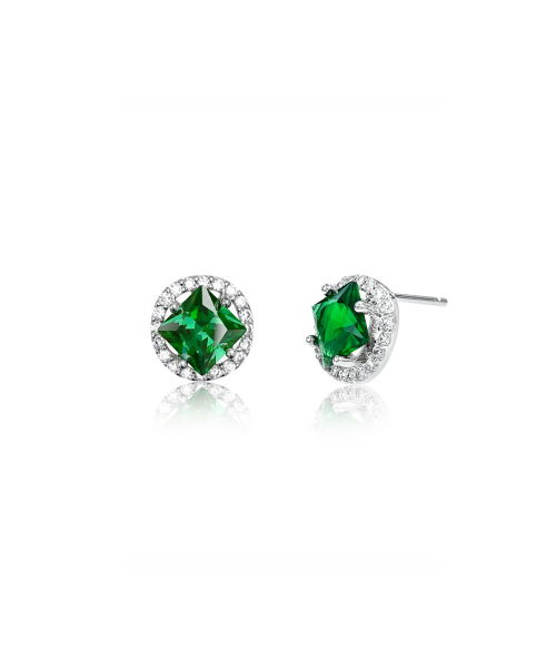 BLACKPURPLE(ブラックパープル)の「Flynn Square Cut Cubic Earrings - Green(ピアス(両耳用)・レディース・グリーン・FREE)」の1枚目の写真