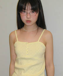 HEART BUTTON GOLGI SLEEVELESS EYELET YELLOW