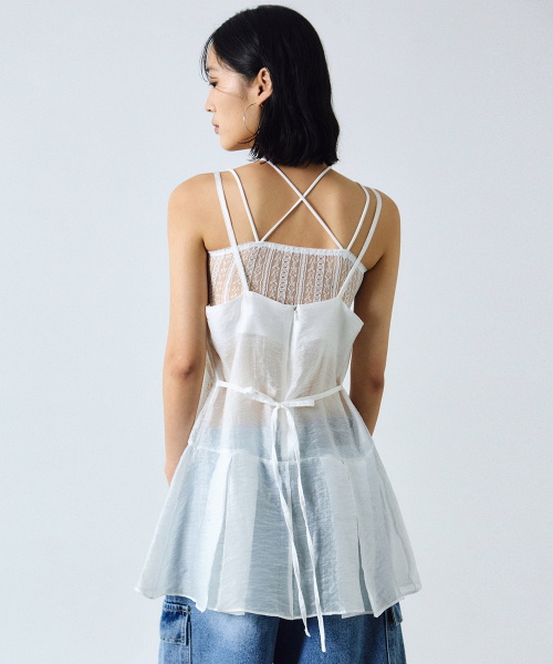 NICK&NICOLE(ニックアンドニコール)の「SHEER LAYERED STRAP DRESS_WHITE(ワンピース・レディース・その他・FREE)」の3枚目の写真