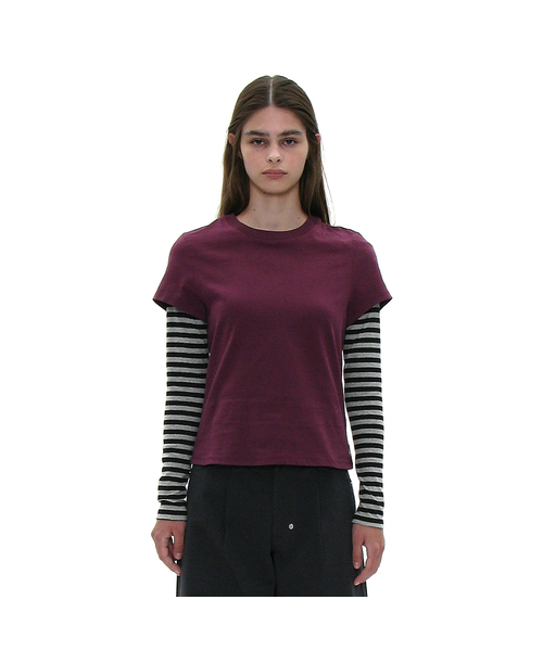 PARTIMENTO WOMEN(パルティメントウィメン)の「PWC レギュラーフィット エブリデイTシャツ_6カラー(Tシャツ/カットソー・レディース・ライトグレー/チャコール/バーガンディー/ベージュ/ブラウン/ブラック・SMALL/MEDIUM/LARGE)」の6枚目の写真