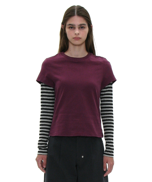 PARTIMENTO WOMEN(パルティメントウィメン)の「PWC レギュラーフィット エブリデイTシャツ_6カラー(Tシャツ/カットソー・レディース・ライトグレー/チャコール/バーガンディー/ベージュ/ブラウン/ブラック・SMALL/MEDIUM/LARGE)」の7枚目の写真