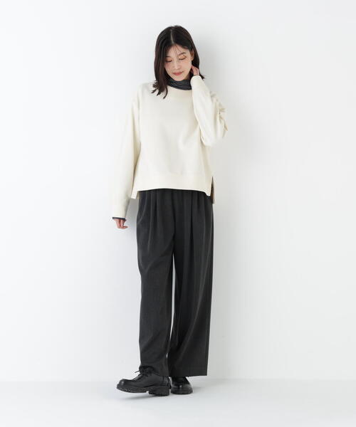 human woman（ヒューマンウーマン）の「◆【ウォッシャブル】ニードルパンチプルオーバー（Tシャツ/カットソー・レディース・ホワイト系その他/ネイビー・MEDIUM）」の7枚目の写真