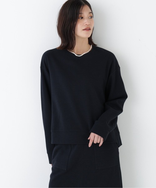 human woman（ヒューマンウーマン）の「◆【ウォッシャブル】ニードルパンチプルオーバー（Tシャツ/カットソー・レディース・ホワイト系その他/ネイビー・MEDIUM）」の2枚目の写真