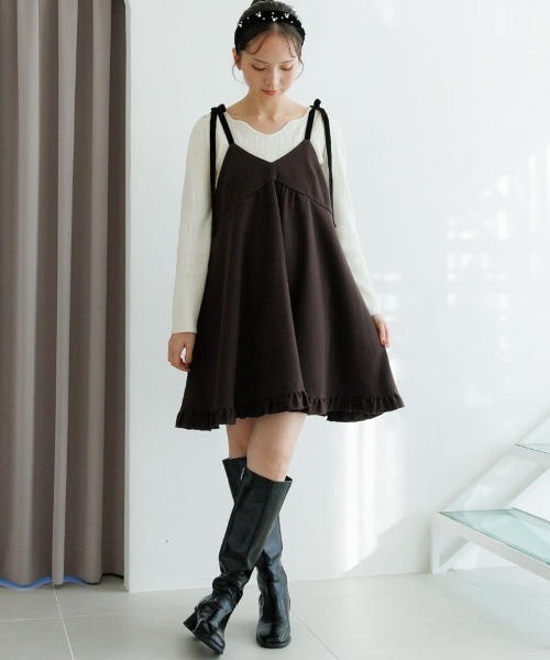 flower（フラワー）の「スウィートミニワンピース（ワンピース・レディース・グレー/ブラウン・FREE）」の2枚目の写真