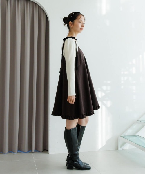 flower（フラワー）の「スウィートミニワンピース（ワンピース・レディース・グレー/ブラウン・FREE）」の4枚目の写真