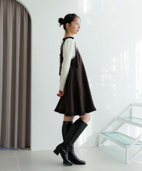 flower（フラワー）の「スウィートミニワンピース（ワンピース・レディース・グレー/ブラウン・FREE）」の5枚目の写真