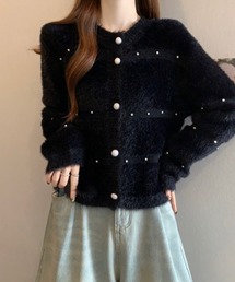 emi+（エミプラス）の「パール付きシャギーニットカーディガン（カーディガン/ボレロ）」