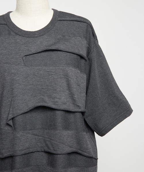 gomme（ゴム）の「バックタックパネルＴ（Tシャツ/カットソー・レディース・ホワイト/ブラック/チャコールグレー・MEDIUM）」の4枚目の写真