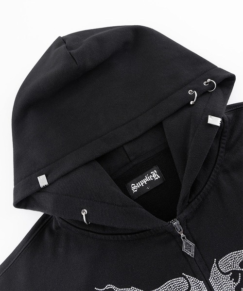 SUPPLIER/サプライヤー Fire Skeleton Rhinestone Zip Hoodie ライン