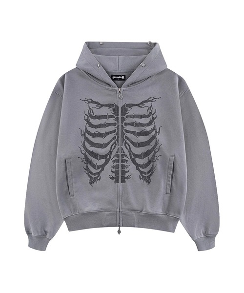 セール】SUPPLIER/サプライヤー Fire Skeleton Rhinestone Zip Hoodie