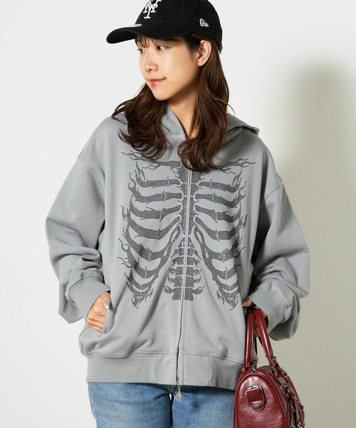 supplier ライトストーン zipフーディー SUPPLIER】RHINESTONE CROSS SLEEVE ZIP HOODIE / 【サプライヤー