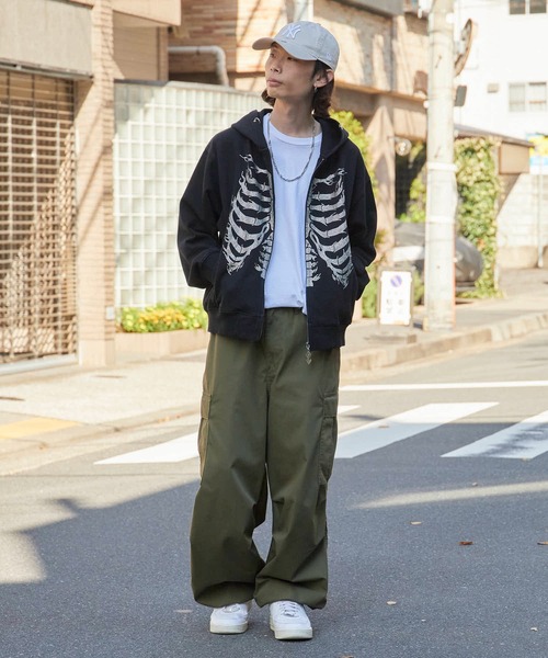 セール】SUPPLIER/サプライヤー Fire Skeleton Rhinestone Zip Hoodie