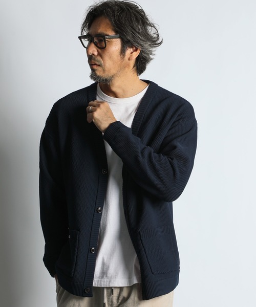 The DUFFER of ST.GEORGE(ザダファーオブセントジョージ)の「WASHABLE WAFFLE KNIT CARDIGAN:自宅で洗える ウォッシャブル ワッフルニット カーディガン(カーディガン/ボレロ・メンズ・ネイビー/アッシュグレー/ブラック・MEDIUM/LARGE/X-LARGE)」の3枚目の写真
