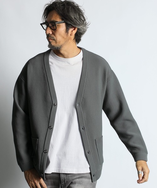 The DUFFER of ST.GEORGE(ザダファーオブセントジョージ)の「WASHABLE WAFFLE KNIT CARDIGAN:自宅で洗える ウォッシャブル ワッフルニット カーディガン(カーディガン/ボレロ・メンズ・ネイビー/アッシュグレー/ブラック・MEDIUM/LARGE/X-LARGE)」の2枚目の写真