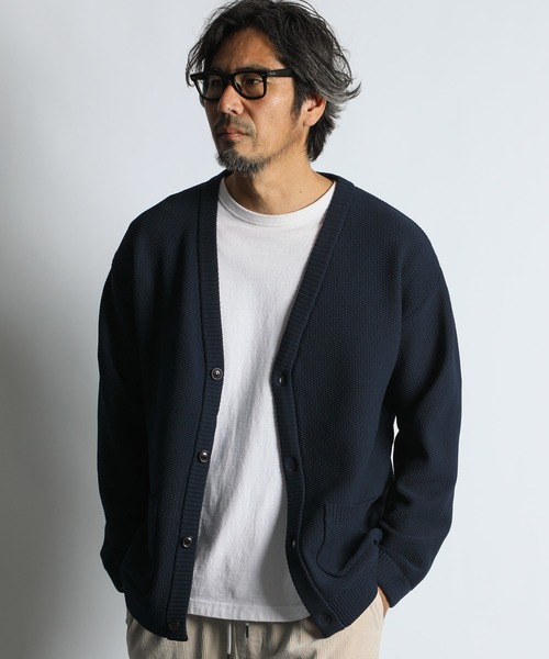 The DUFFER of ST.GEORGE(ザダファーオブセントジョージ)の「WASHABLE WAFFLE KNIT CARDIGAN:自宅で洗える ウォッシャブル ワッフルニット カーディガン(カーディガン/ボレロ・メンズ・ネイビー/アッシュグレー/ブラック・MEDIUM/LARGE/X-LARGE)」の18枚目の写真