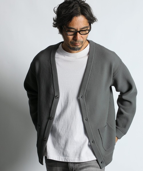 The DUFFER of ST.GEORGE(ザダファーオブセントジョージ)の「WASHABLE WAFFLE KNIT CARDIGAN:自宅で洗える ウォッシャブル ワッフルニット カーディガン(カーディガン/ボレロ・メンズ・ネイビー/アッシュグレー/ブラック・MEDIUM/LARGE/X-LARGE)」の16枚目の写真