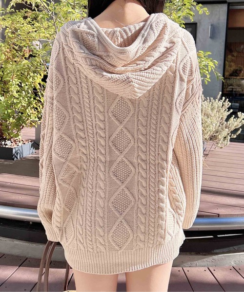 INGNI（イング）の「【WEB限定】ケーブルビッグニットパーカー（パーカー・レディース・グレー/アイボリー/ブラック/ベージュ・M）」の21枚目の写真