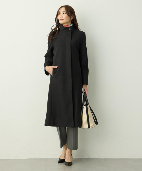 ❤️Import Roosa alba プリーツ ロングコート ブラック46 ラムウール