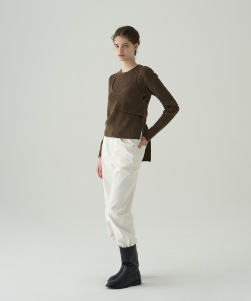 DRAWFIT WOMEN（ドローフィットウーマン）の「ノーティッドレイヤードビスチェニット[BROWN]（ニット/セーター・レディース・その他・SMALL/MEDIUM）」の3枚目の写真