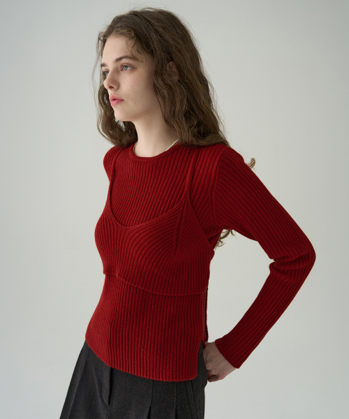 DRAWFIT WOMEN（ドローフィットウーマン）の「ノーティッドレイヤードビスチェニット[BROWN]（ニット/セーター・レディース・その他・SMALL/MEDIUM）」の13枚目の写真