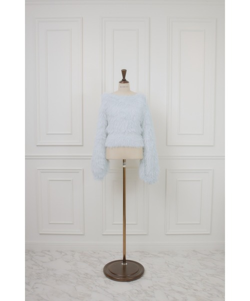 MISTREASS(ミストレアス)の「Glimmer Shaggy Volume Sleeve Knit Top(ニット/セーター・レディース・サックスブルー/オフホワイト・FREE)」の12枚目の写真