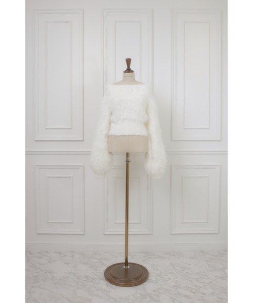 MISTREASS(ミストレアス)の「Glimmer Shaggy Volume Sleeve Knit Top(ニット/セーター・レディース・サックスブルー/オフホワイト・FREE)」の11枚目の写真