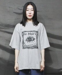 ストリートグラフィックボックスフィット半袖Tシャツグレー