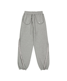 Side Fur Trim Sweatpants / Grey