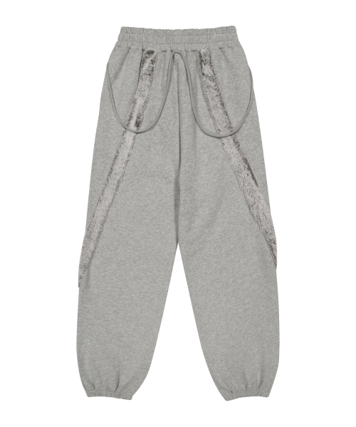 OJOS(オホス)の「Side Fur Trim Sweatpants / Grey(スウェットパンツ・レディース・その他・1/2/3)」の3枚目の写真