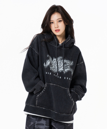 MOZMOZ（モズモズ）の「ノイズバン ディーティウォッシング オーバーサイズ 裏起毛 フードパーカー ブラック（パーカー）」