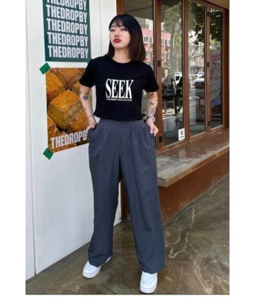CHAMBROS（チャンブロス）の「ウィメンズシックプリンティングクロップ半袖Tシャツ[ブラック]（Tシャツ/カットソー・レディース・その他・FREE）」の5枚目の写真