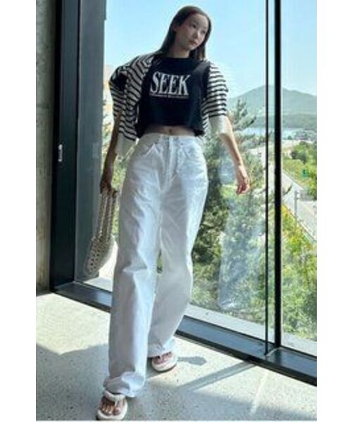 CHAMBROS（チャンブロス）の「ウィメンズシックプリンティングクロップ半袖Tシャツ[ブラック]（Tシャツ/カットソー・レディース・その他・FREE）」の8枚目の写真
