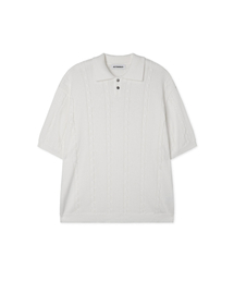 APOSTROPHE COMMA（アポストロフィコンマ）の「チェーンピケ半袖カラーTシャツ_ホワイト（ポロシャツ）」