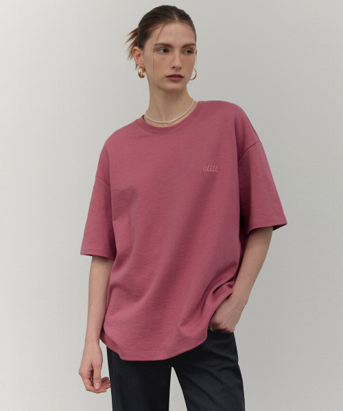 CITTA(シータ)の「シータシグネチャーロゴステッチオーバーサイズTシャツ_CTT357(ピンク)(Tシャツ/カットソー・レディース・ピンク・FREE)」の1枚目の写真