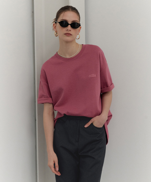 CITTA(シータ)の「シータシグネチャーロゴステッチオーバーサイズTシャツ_CTT357(ピンク)(Tシャツ/カットソー・レディース・ピンク・FREE)」の3枚目の写真