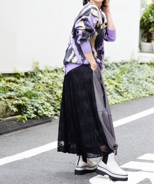 セール】レースプリーツ切替スカート（スカート）｜OSMOSIS