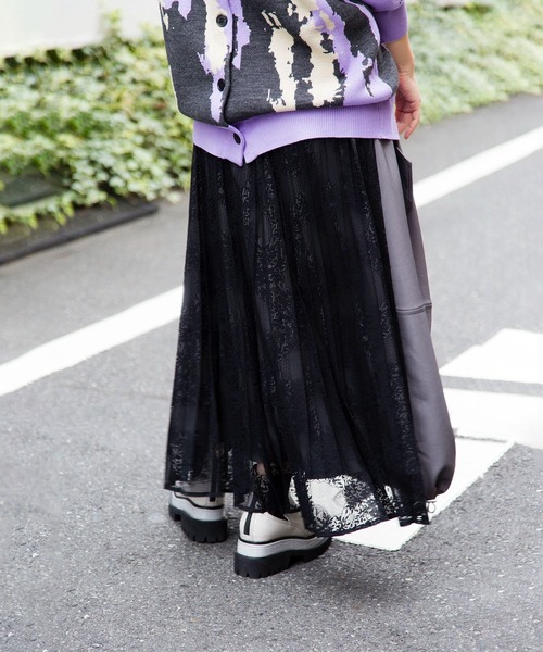 セール】レースプリーツ切替スカート（スカート）｜OSMOSIS