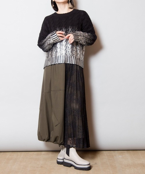 セール】レースプリーツ切替スカート（スカート）｜OSMOSIS
