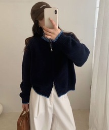 Nyu（ニュウ）の「配色カラージップニットカーディガン（ニット/セーター）」