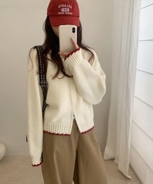 Nyu（ニュウ）の「配色カラージップニットカーディガン（ニット/セーター）」