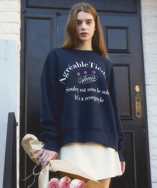 REORG(リオルグ)の「AT BLOSSOM SWEATSHIRTS NAVY(スウェット・レディース・その他・SMALL/MEDIUM)」の1枚目の写真