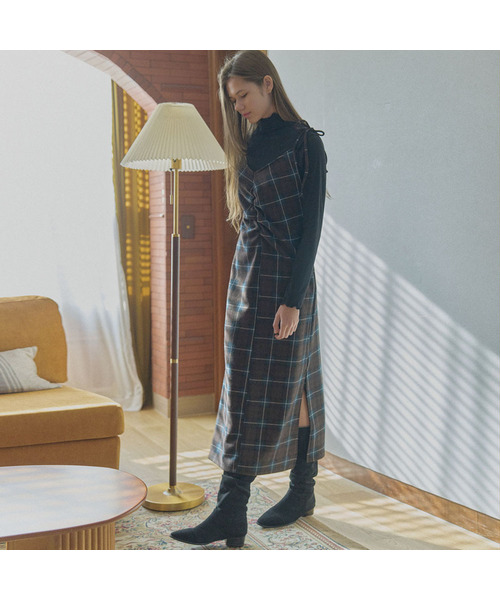 AVANT-G(アバン)の「Tartan Check Shirring Dress - GREEN(ワンピース・レディース・ブラウン/ダークグリーン・FREE)」の2枚目の写真