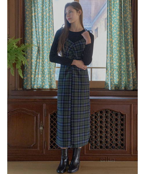 AVANT-G(アバン)の「Tartan Check Shirring Dress - GREEN(ワンピース・レディース・ブラウン/ダークグリーン・FREE)」の7枚目の写真