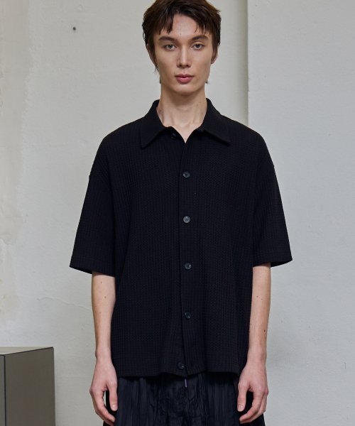 BALLUTE(バリュート)の「NET HALF SLEEVE COLLAR CARDIGAN (BLACK)(カーディガン/ボレロ・メンズ・その他・MEDIUM/LARGE)」の1枚目の写真