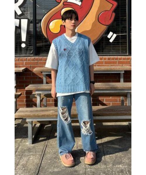 RAD FICTION(ラッドフィックション)の「DOHERTY FISHERMAN CABLE KNIT VEST / PALE BLUE(ベスト・メンズ・その他・ONE)」の4枚目の写真